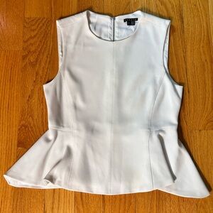 Theory White Peplum Top Structured Sleeveless Minimalist Blouse Size S